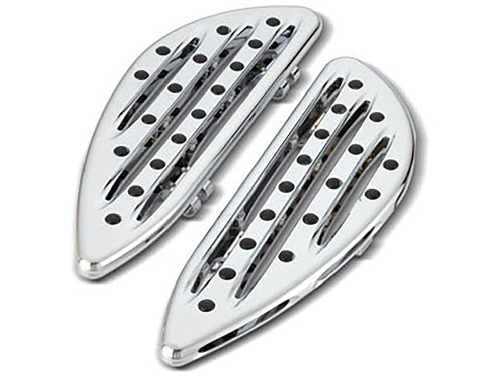 Deep Cut Front Floorboards – Chrome. Fits Touring 1980up, FL Softail 1986-2017 & Dyna Switchback 2012-2016