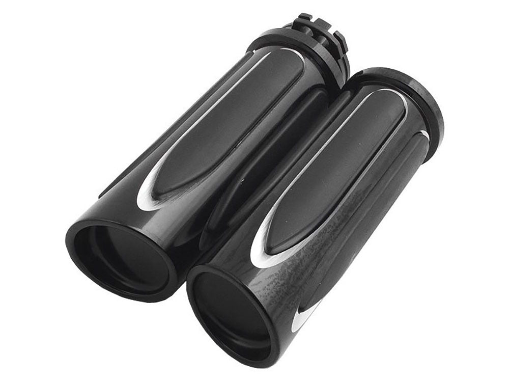 Deep Cut Comfort Handgrips – Black. Fits H-D with Throttle Cable