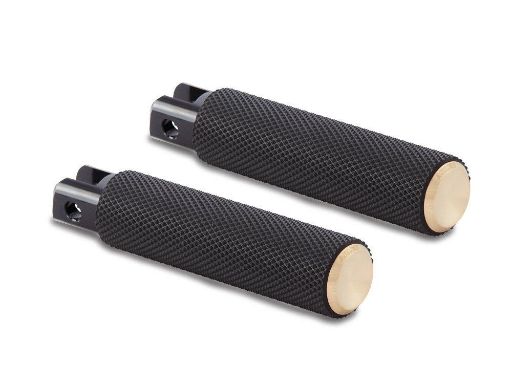 Knurled Fusion Footpegs – Brass. Fits Softail 2018up Front Rider