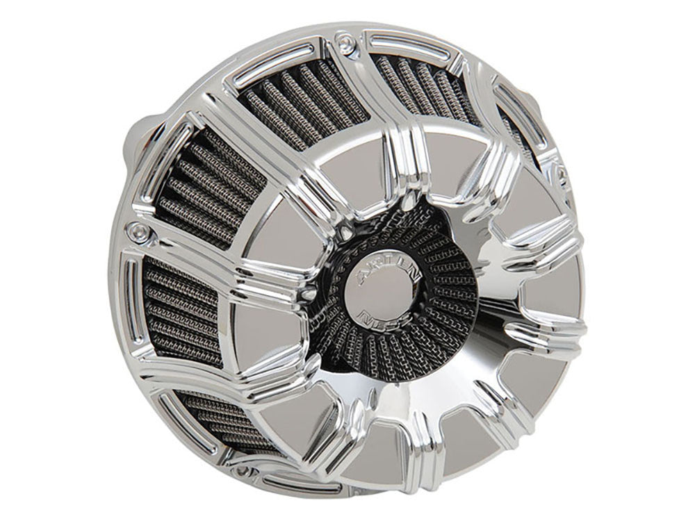 10-Gauge Air Cleaner Kit – Chrome. Fits Softail 2000-2015, Dyna 1999-2017, Touring 1999-2007 with CV Carb or Cable Operated Delphi EFI
