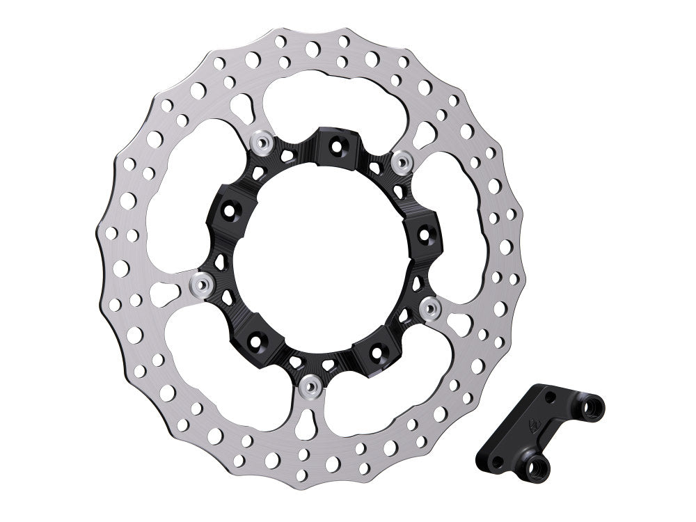 14in. Right Hand Front Jagged Big Brake Disc Rotor – Black. Fits Most Touring 2008-2024