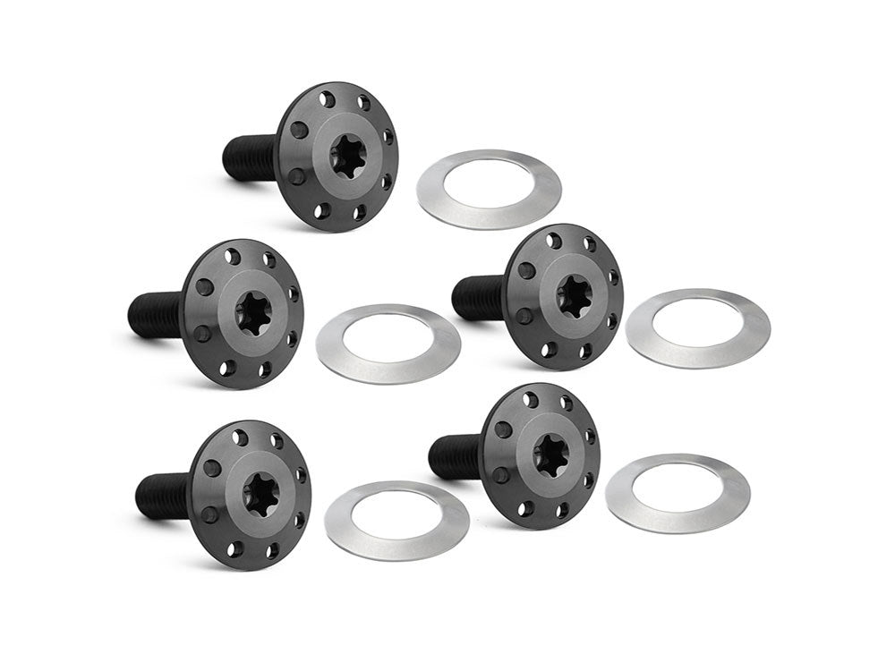 Titanium Holeshot Front Brake Rotor Bolts – Black. Fits Most Touring 2014-2024 with Spoke Mounted Disc