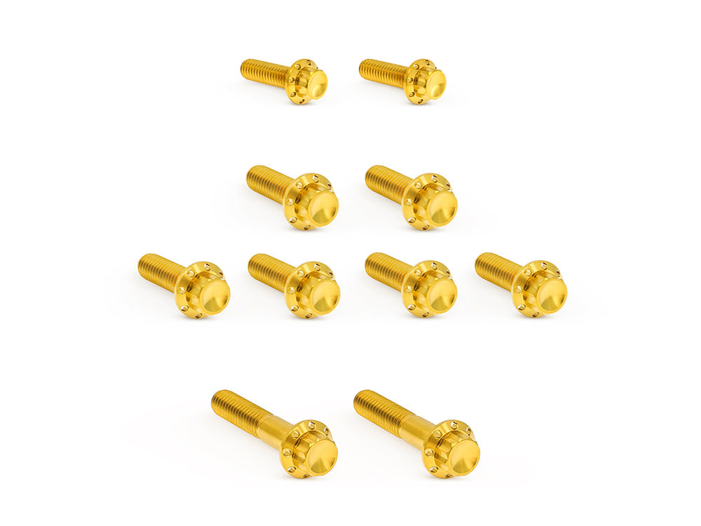Titanium 12-Point Transmission Side Cover Bolt Kit – Gold. Fits Touring 2007-2016, Softail 2007-2017 & Dyna 2006-2017