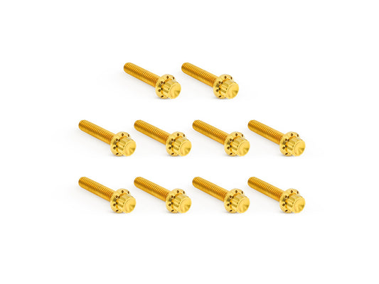 Titanium 12-Point Cam Cover Bolt Kit – Gold. Fits Twin Cam 1999-2017
