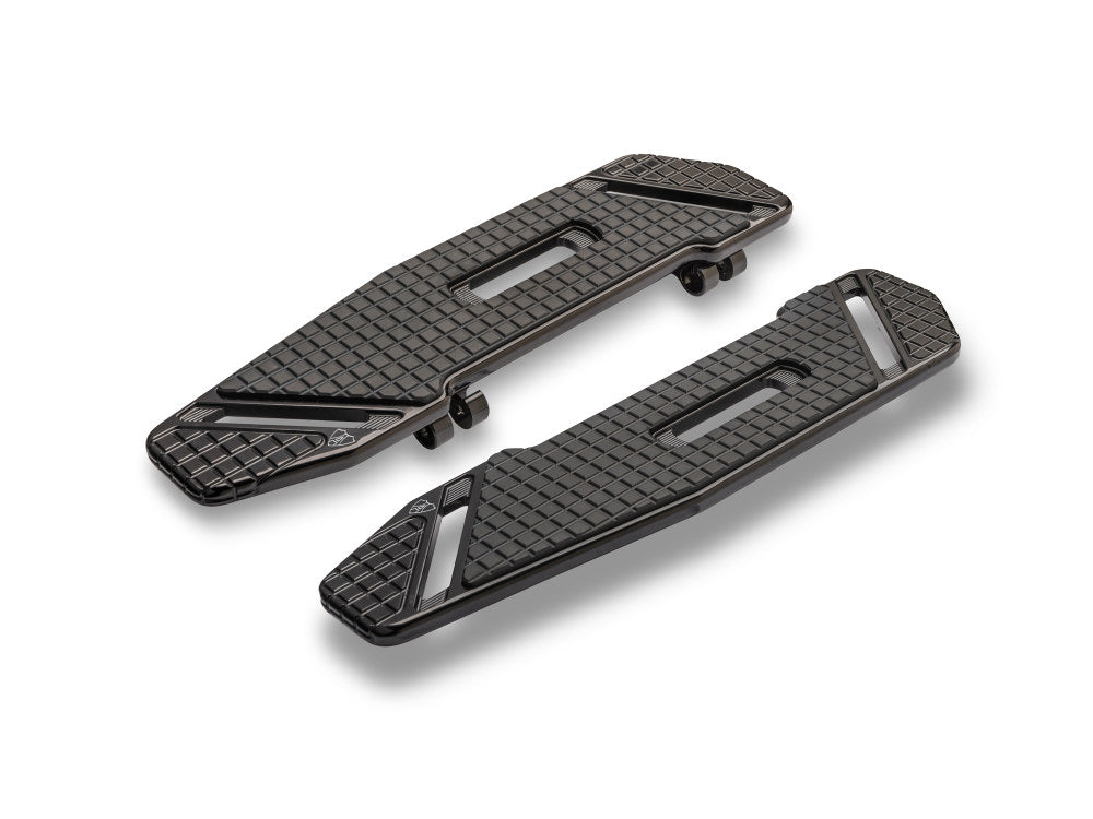 SpeedLiner Front Floorboards – Black. Fits Touring 1980up, FL Softail 1986-2017 & Dyna Switchback 2012-2016