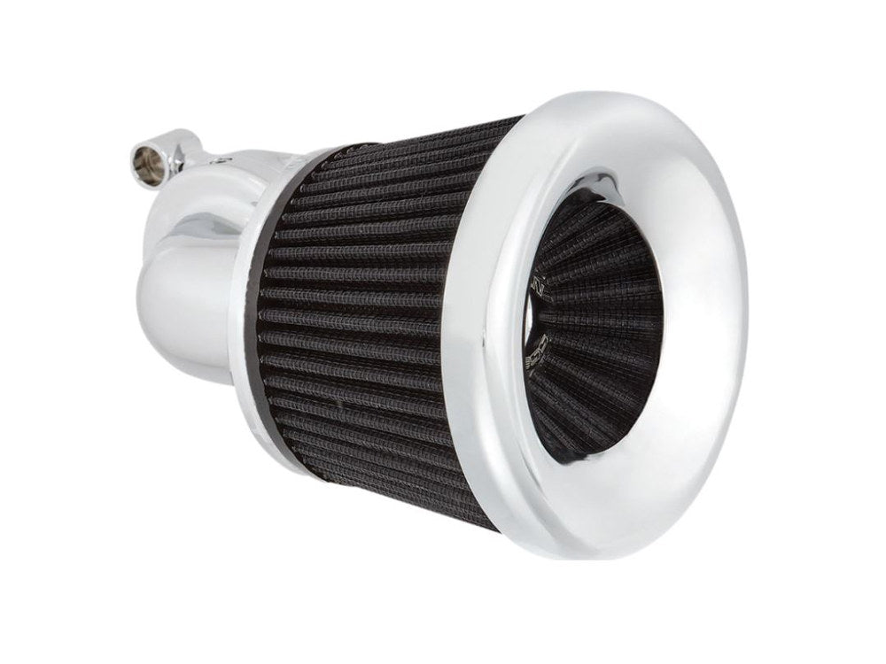 Velocity 90° Air Cleaner Kit – Chrome. Fits Softail 2000-2015, Dyna 1999-2017, Touring 1999-2007 with CV Carb or Cable Operated Delphi EFI