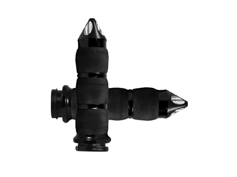 Spike Air Cushion Handgrips – Black. Fits Big Twin 2008-2024 with Throttle-by-Wire