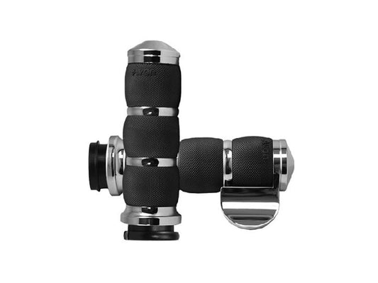Air Cushion Handgrips with Throttle Boss – Chrome. Fits Big Twin 2008-2024 with Throttle-by-Wire