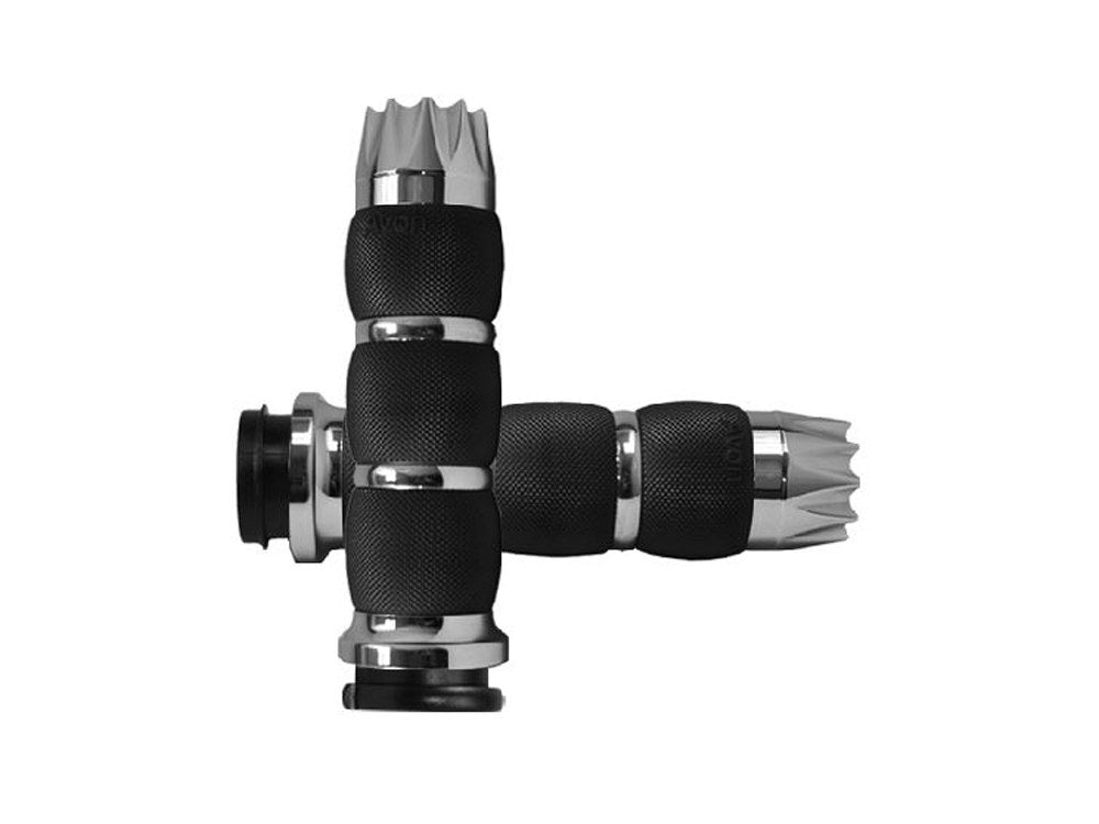 Excalibur Air Cushion Handgrips – Chrome. Fits Big Twin 2008-2024 with Throttle-by-Wire