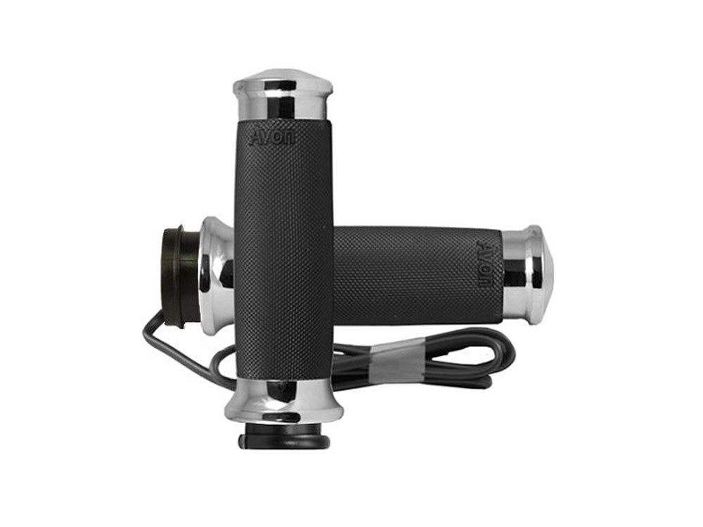 Heated Custom Contour Handgrips – Chrome. Fits Big Twin 2008-2024 with Throttle-by-Wire