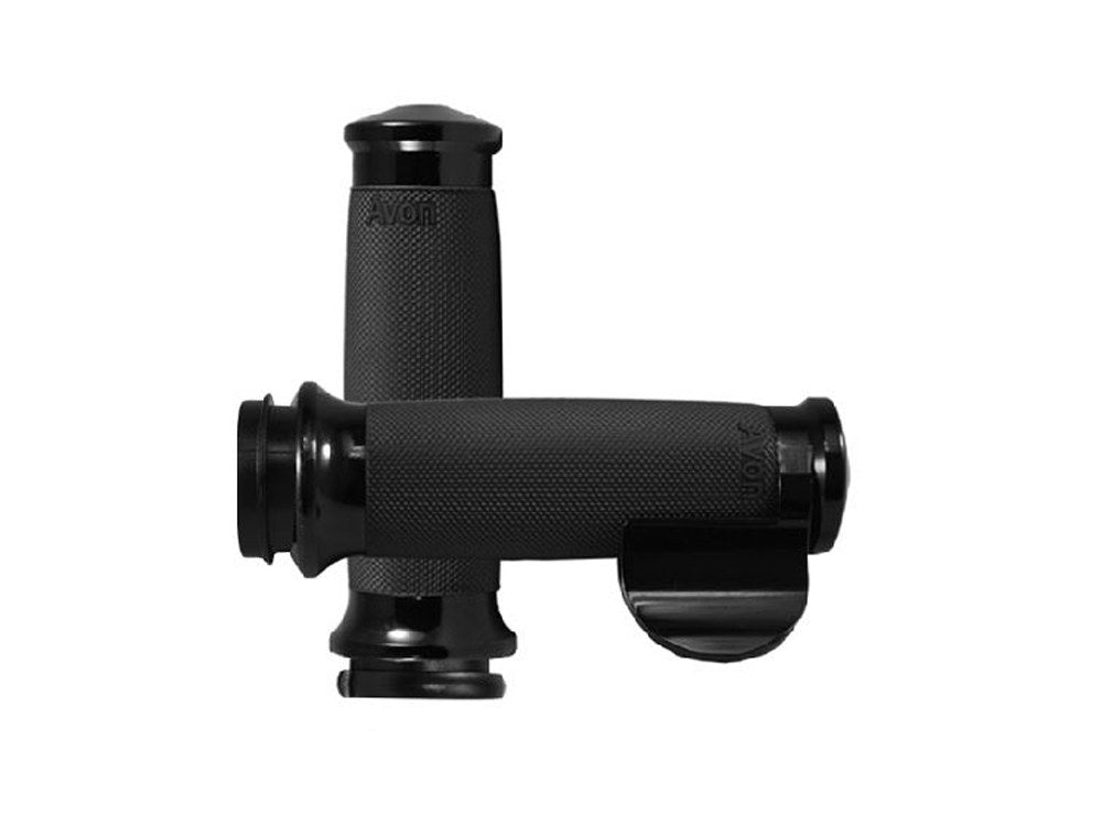 Custom Contour Handgrips with Throttle Boss – Black. Fits Big Twin 2008-2024 with Throttle-by-Wire