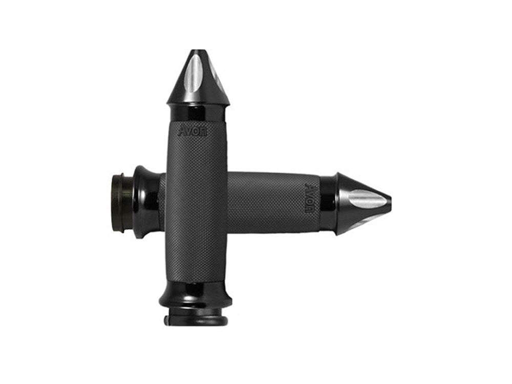 Spike Custom Contour Handgrips – Black. Fits Big Twin 2008-2024 with Throttle-by-Wire