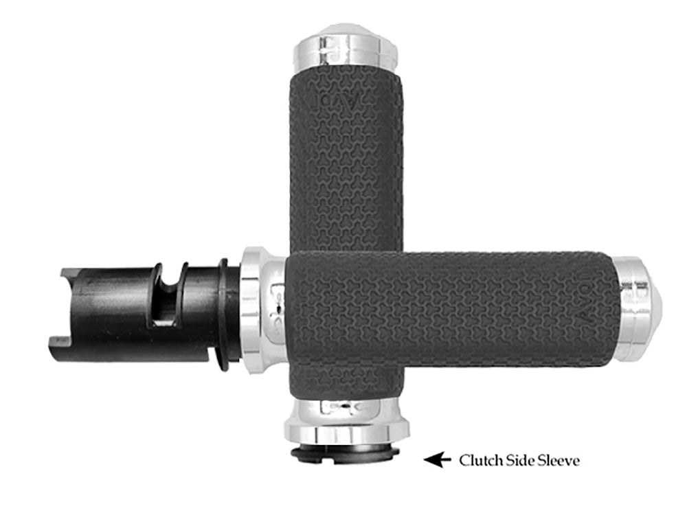 Medium Memory Foam Handgrips – Chrome. Fits CVO Touring 2023up, Street Glide & Road Glide 2024up, Touring 2025up & Softail 2025up