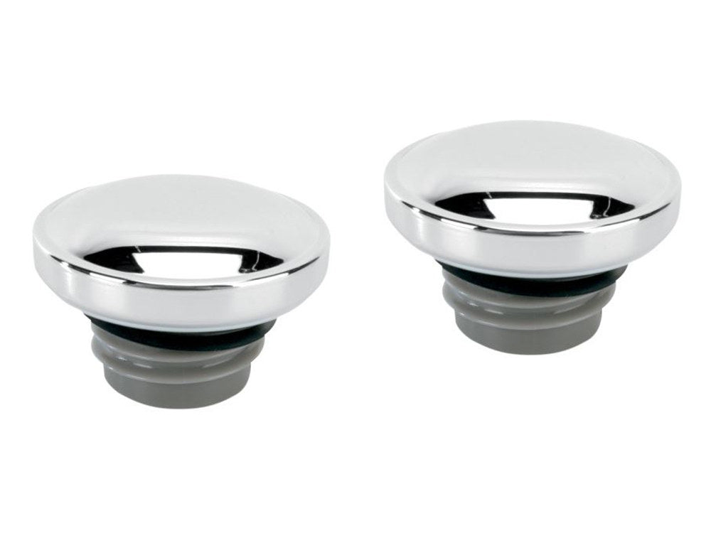 Screw In Fuel Caps – Chrome. Fits H-D 1996up.