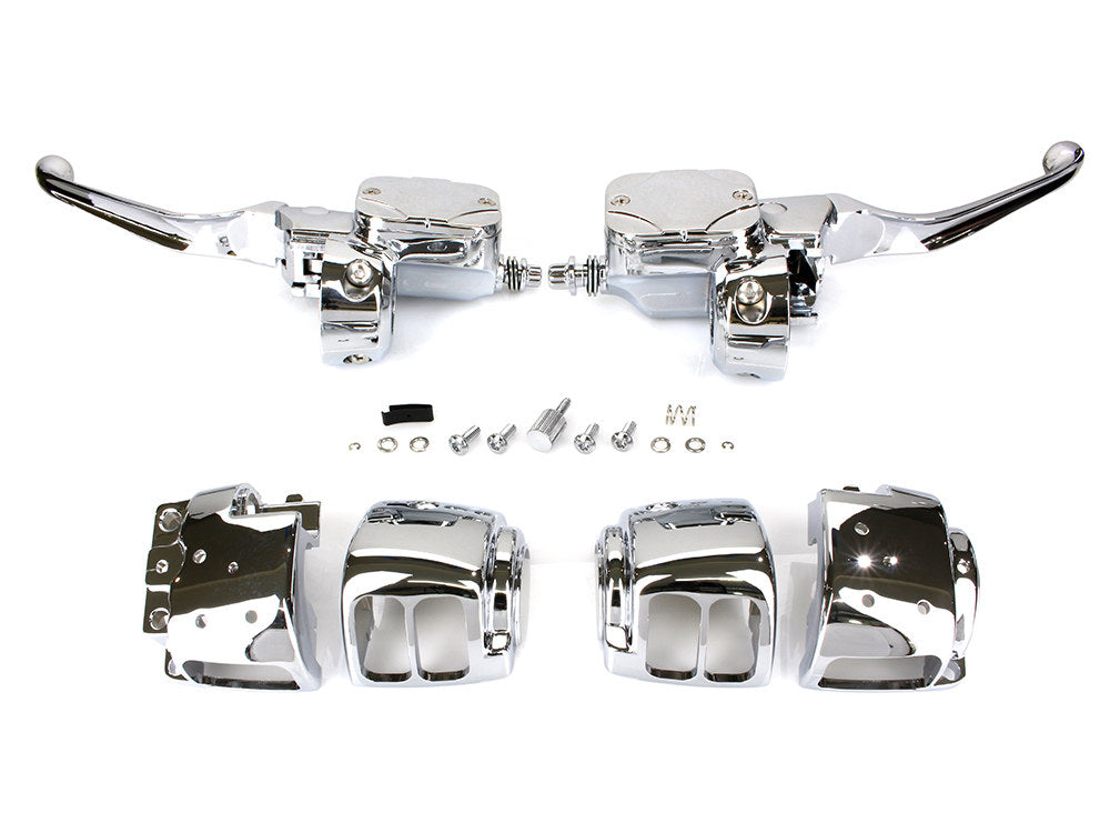 Handlebar Control Kit with Hydraulic Clutch – Chrome. Fits Big Twin 1996-2010 with Single Disc Rotor.