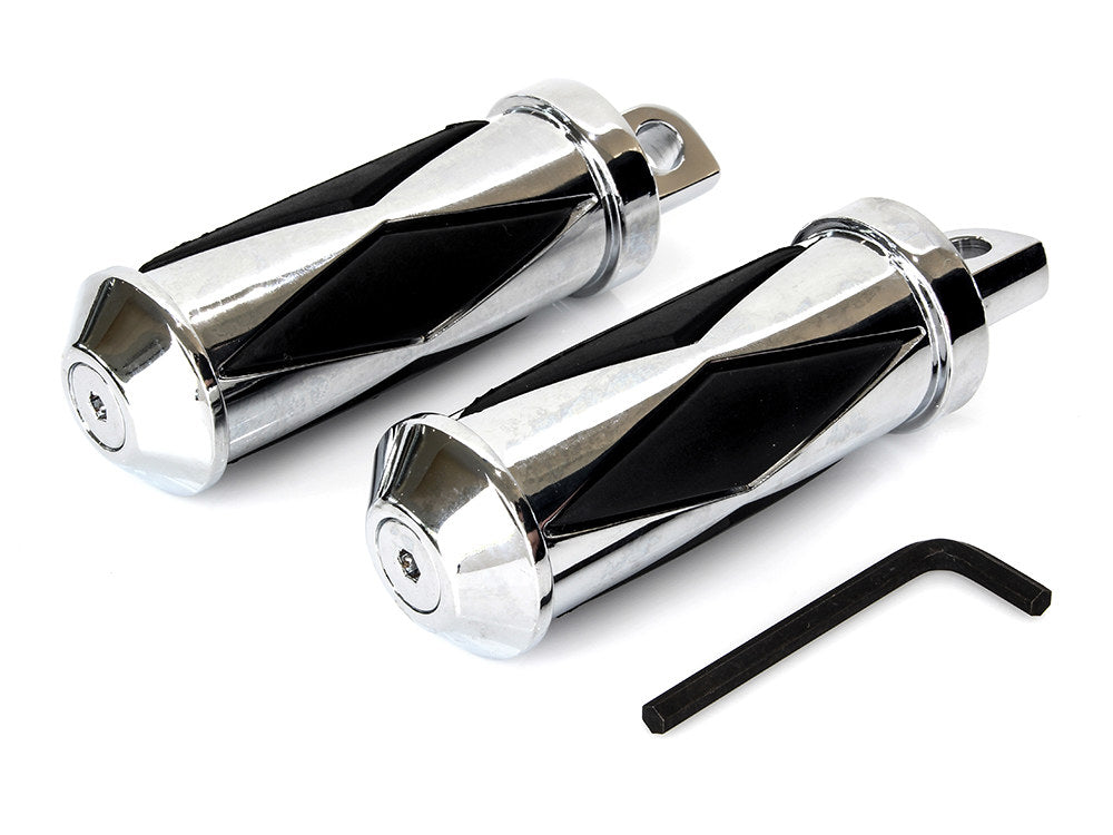 Large Diamond Style Footpegs with Male Mount – Chrome.