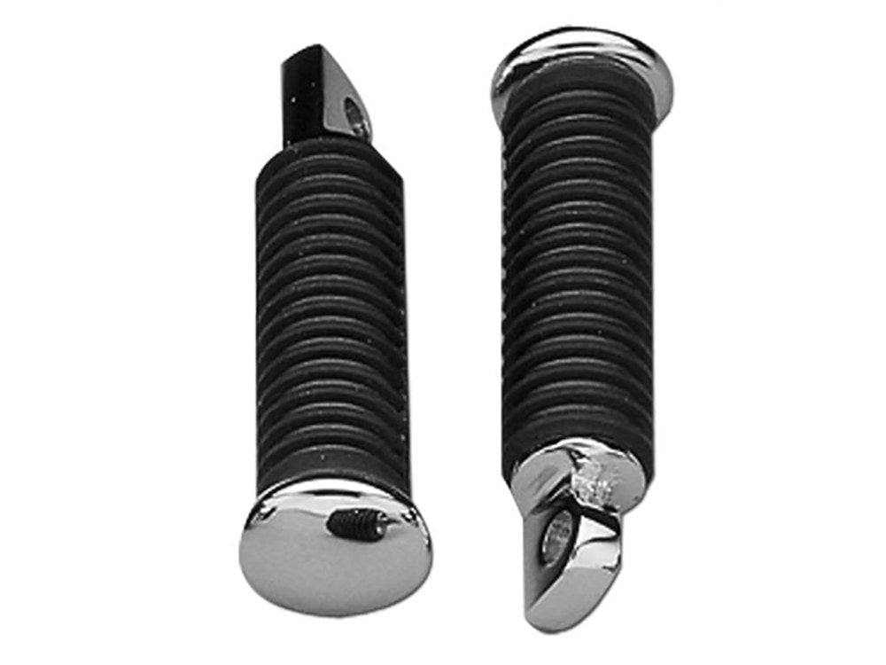 Footpegs with Black Rubber & Male Mount – Chrome.