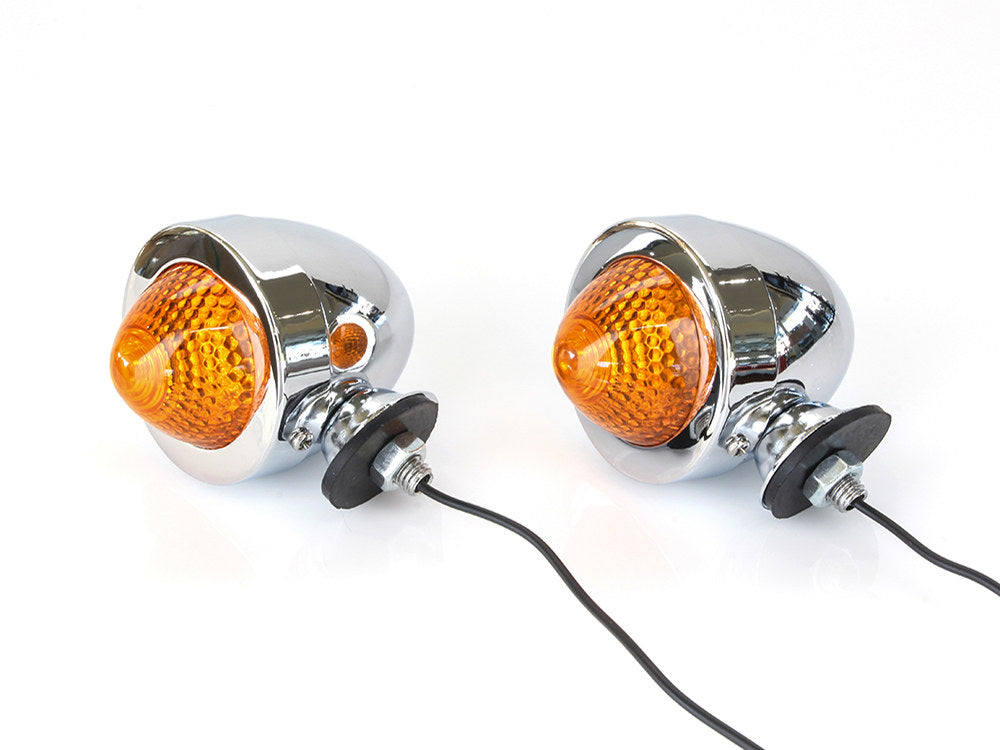 Bullet Turn Signals with Amber Lens – Chrome.