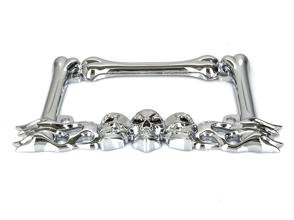 Number Plate Frame with Skulls – Chrome.