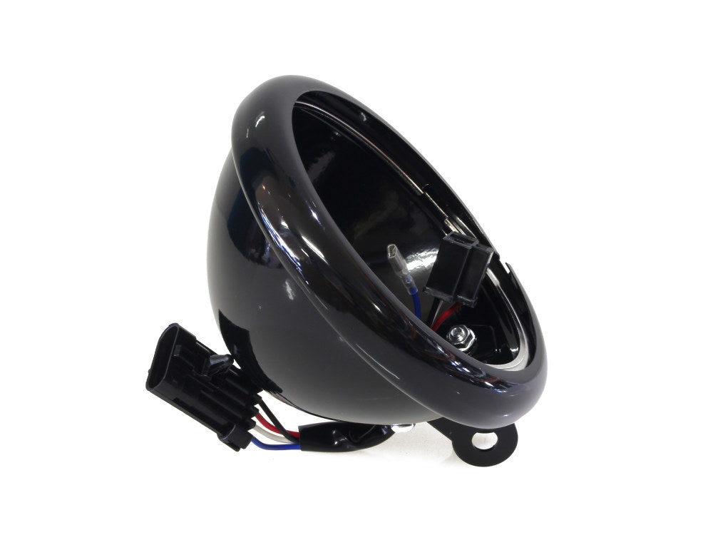 5-3/4in. Headlight Housing with Bottom Mount – Black. Fits Softail Standard, Street Bob, Low Rider & Low Rider S 2018up