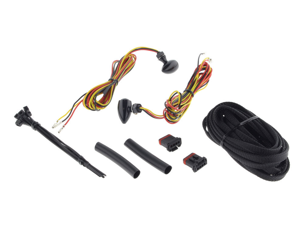 Micro Bullet Dual Function Rear Turn Signals – Red Brake & Amber Turn – Black.