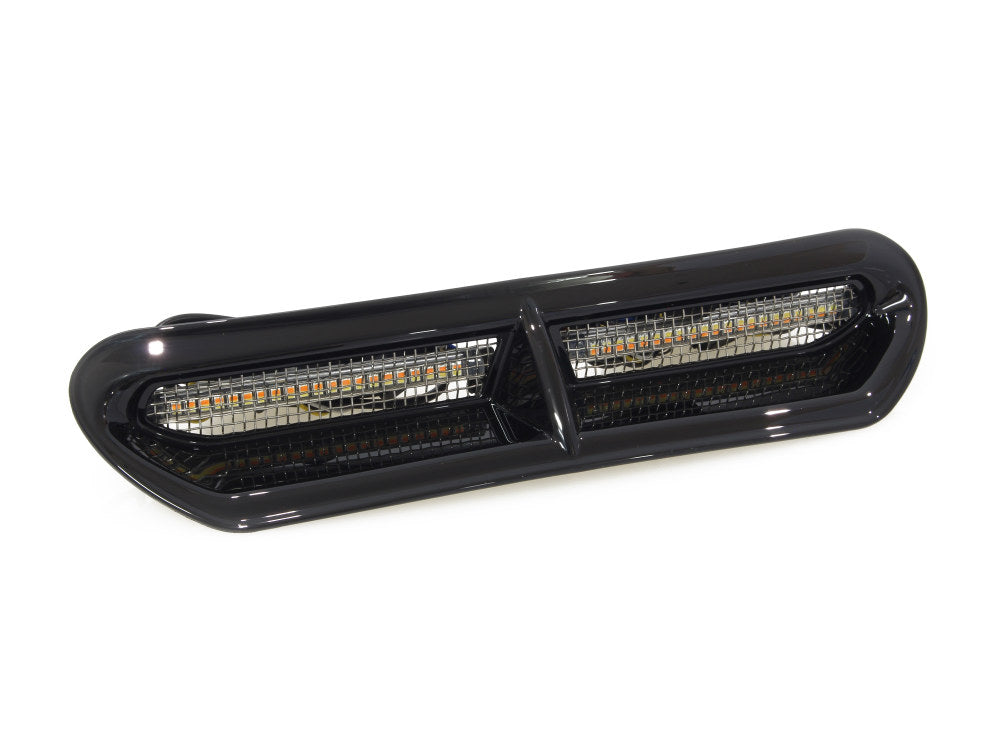LED Batwing Vent Insert With Amber & White LED’s – Black. Fits Touring 2014-2023