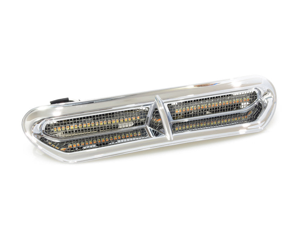 LED Batwing Vent Insert With Amber & White LED’s – Chrome. Fits Touring 2014-2023