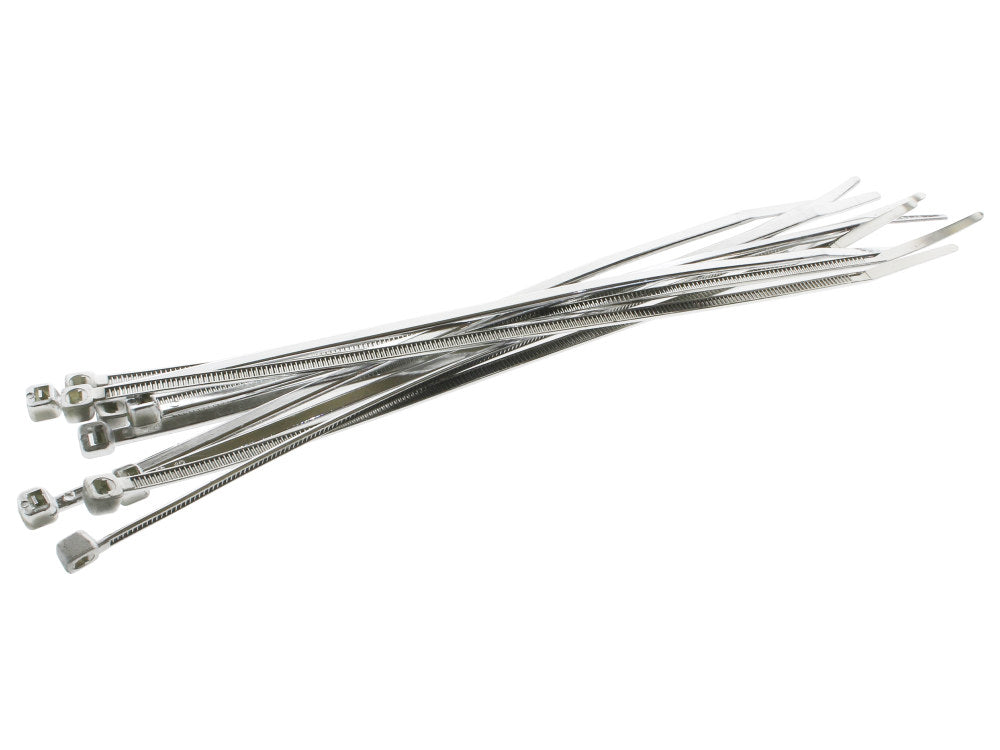 Chrome Zip Ties – 8in. Long. Pack of 10.
