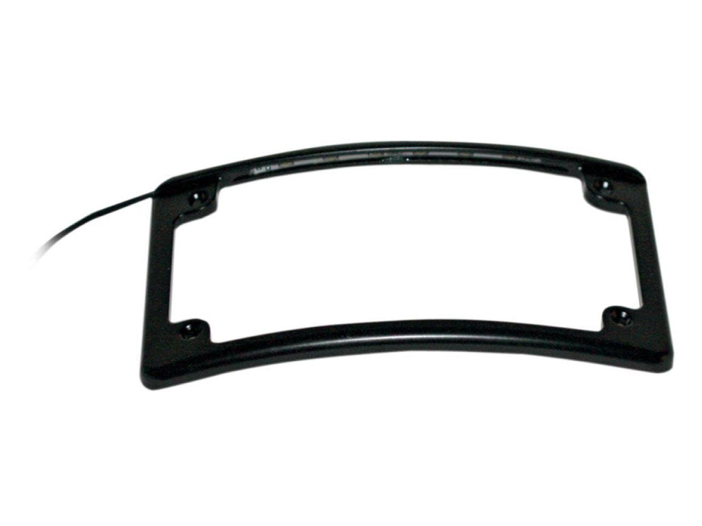 Curved Low Profile Number Plate Frame with LED Illumination – Black.
