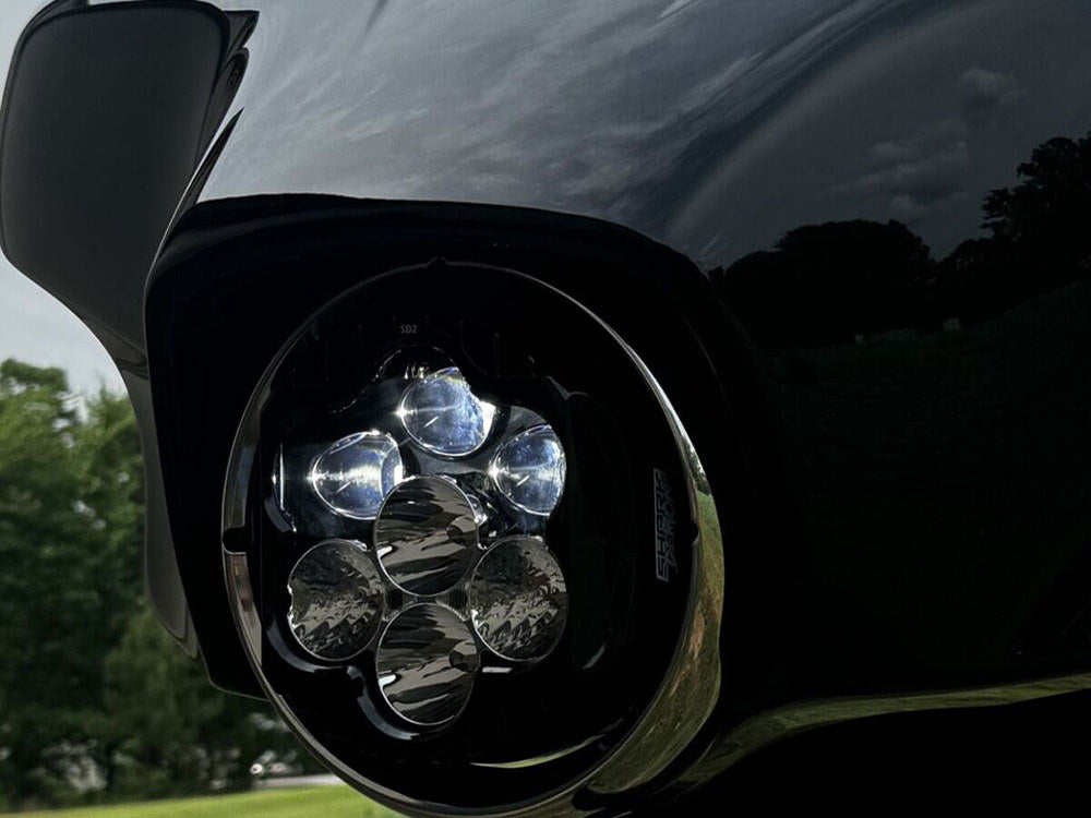 Shark Demon LED Headlight Kit – Black. Fits most Touring models with Batwing Fairings 1994-2024