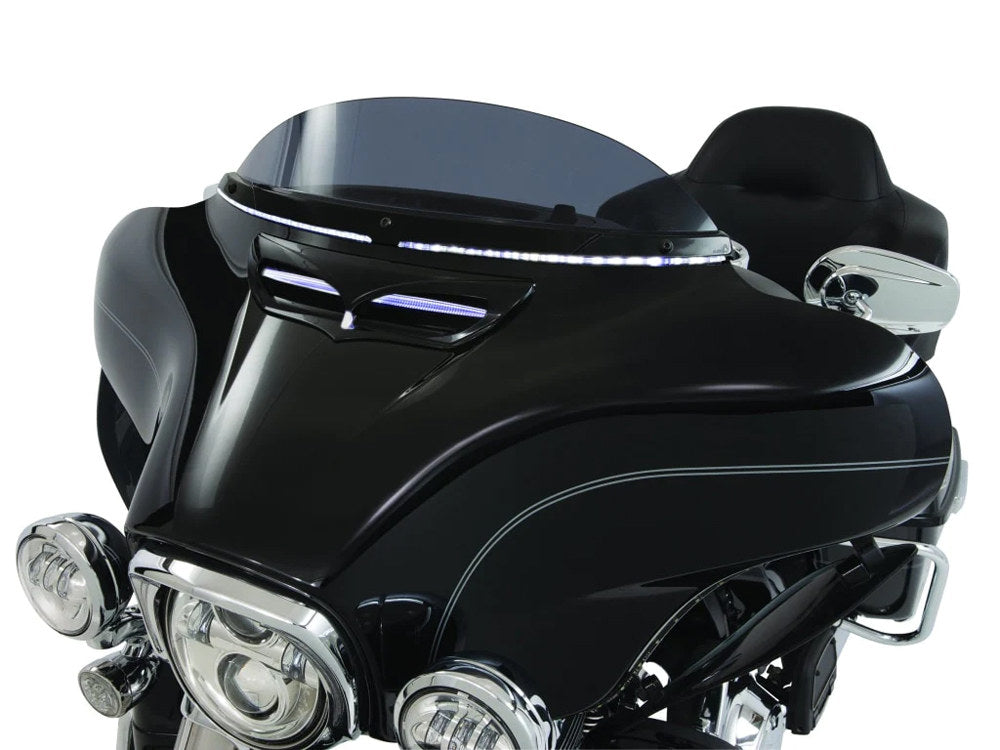 Horizon LED Windshield Trim with Sequential Amber Turn, White Run & Smoke Lens – Black. Fits Touring 2014-2023
