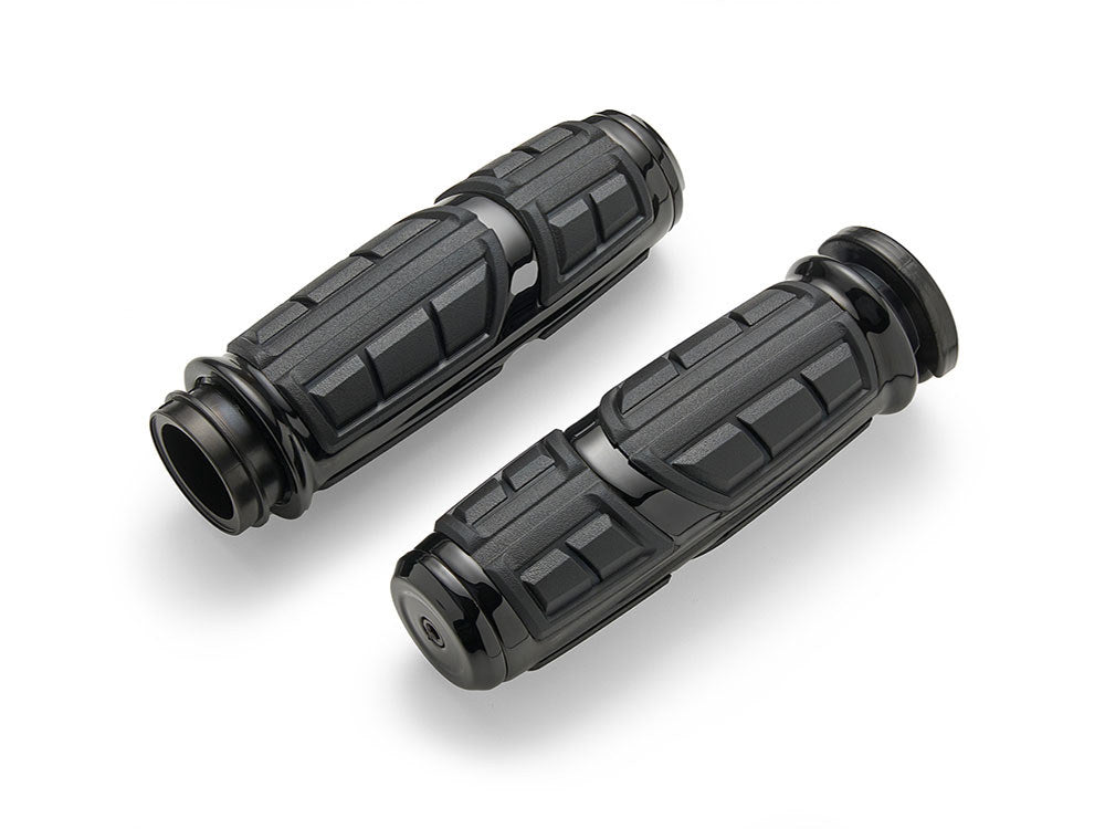 Chicane Handgrips – Black. Fits Big Twin 2008-2024 with Throttle-by-Wire