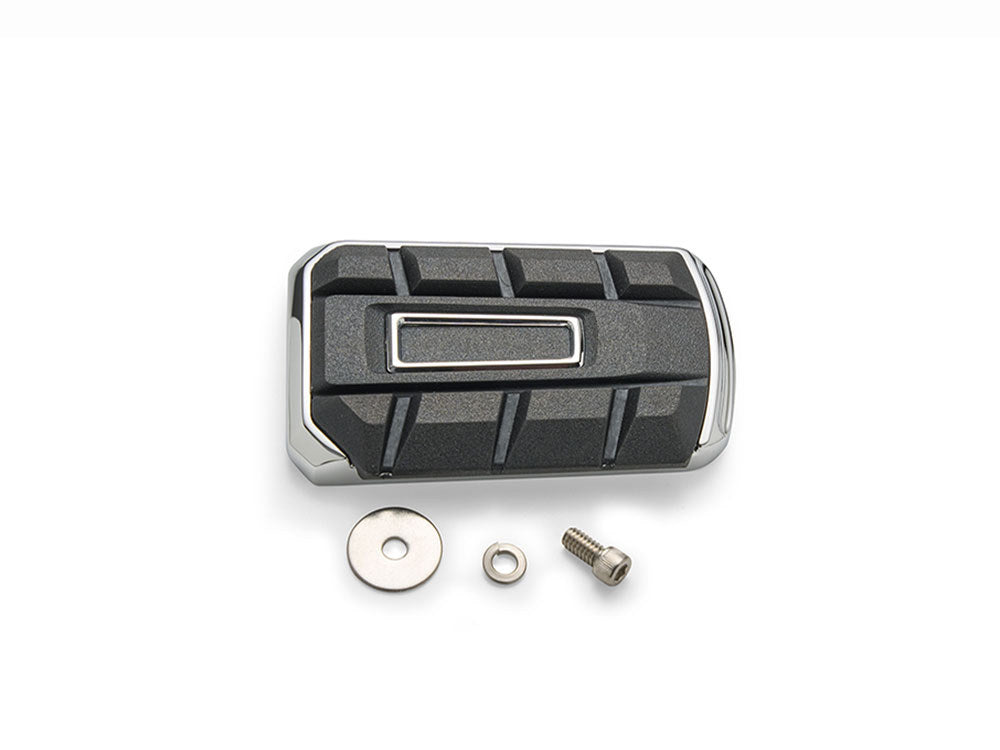 Chicane Brake Pedal Pad – Chrome. Fits Touring 1980up, FL Softail 1986-2017 & Dyna Switchback 2012-2016