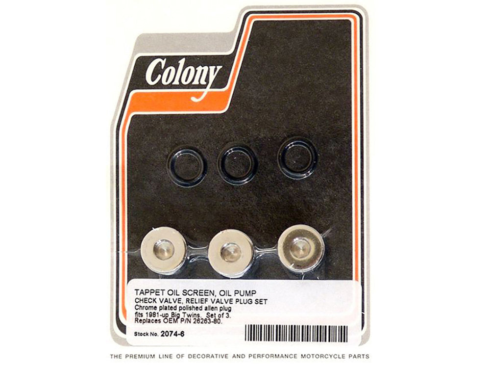 Allen Head Oil Pump Plugs – Chrome. Fits Big Twin 1981-1999.
