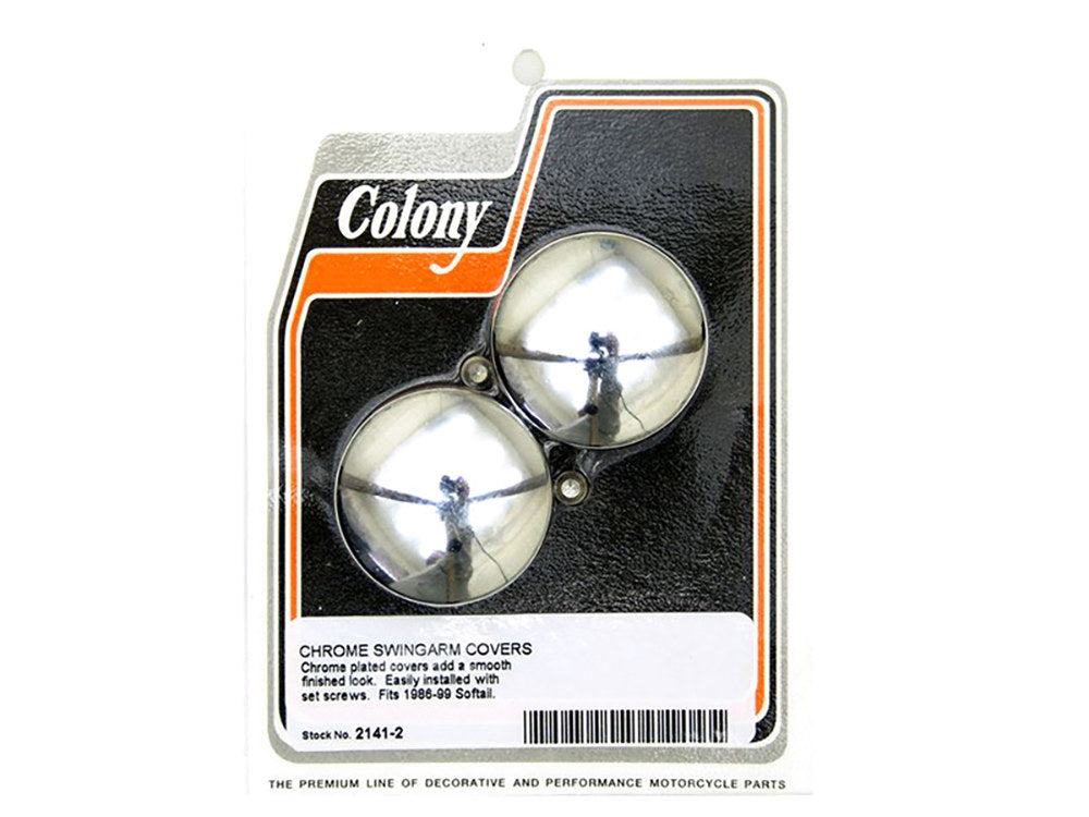 Swingarm Pivot Bolt Covers – Chrome. Fits Softail 1986-1999.