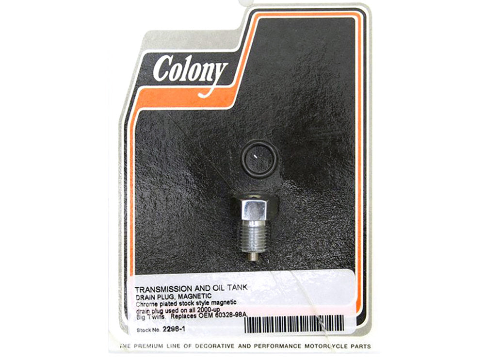 Oil & Transmission Drain Plug – Chrome. Fits Big Twin 2000up.