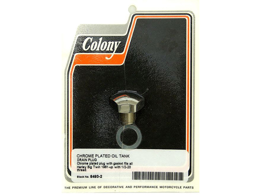 Drain Plug – Chrome. Fits Big Twins 1981up.
