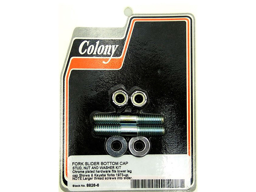 Lower Fork Stud Kit – Chrome. Fits Touring 1973-2013, Softail 1984-2007, Dyna Wide Glide 1993-2005 & FXWG 1980-1986