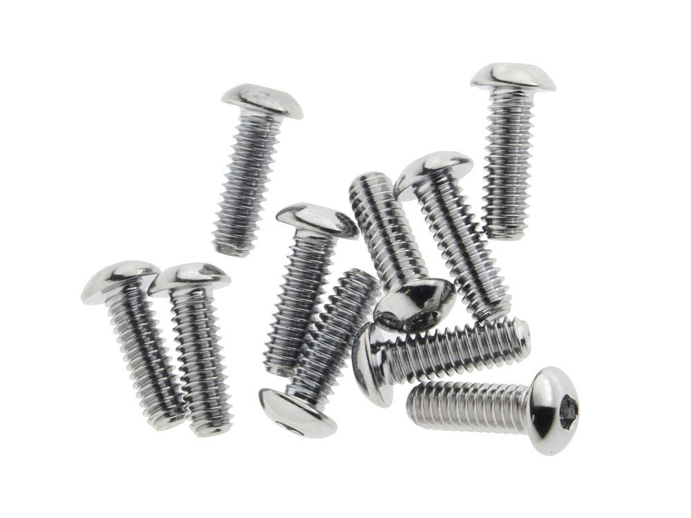 1/4-20 x 3/4in. UNC Button Head Allen Bolts – Chrome. Pack 10.
