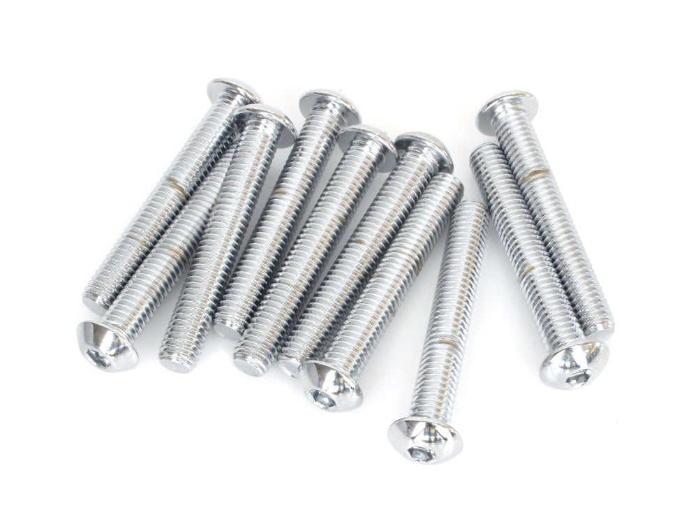 3/8-16 x 2-1/2in. UNC Button Head Allen Bolts – Chrome. Pack 10.