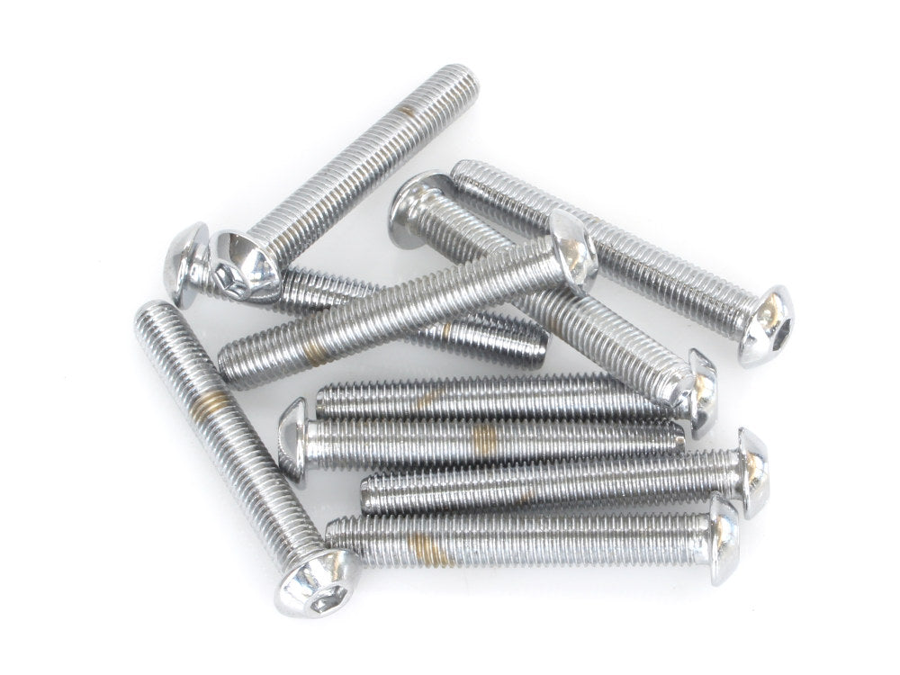 1/4-28 x 1-3/4in. UNF Button Head Allen Bolts – Chrome. Pack 10.