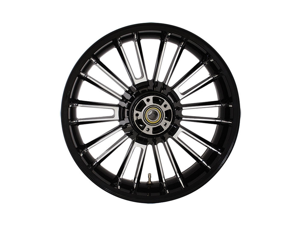 18in. x 5.50in. wide Atlantic 3D Wheel with Rear Hub – Black Cut. Fits Touring 2009up with ABS