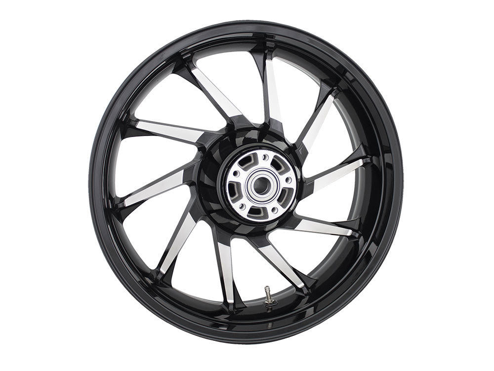 18in. x 5.50in. wide Hurricane 3D Wheel with Rear Hub – Black Cut. Fits Touring 2009up with ABS