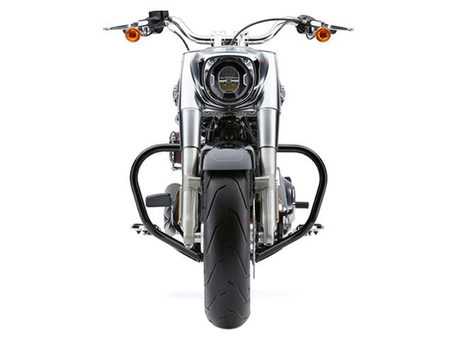 Engine Guard Freeway Bar – Black. Fits Softail Slim, Fat Bob, Deluxe, Sport Glide, Fat Boy, Heritage & Breakout 2018up.