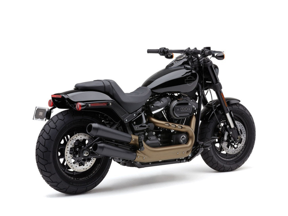 El Diablo Slip-On Mufflers – Black. Fits Fat Bob 2018-2024