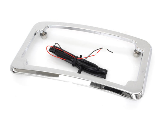 Curved Number Plate Frame with Number Plate Light Only – Chrome.
