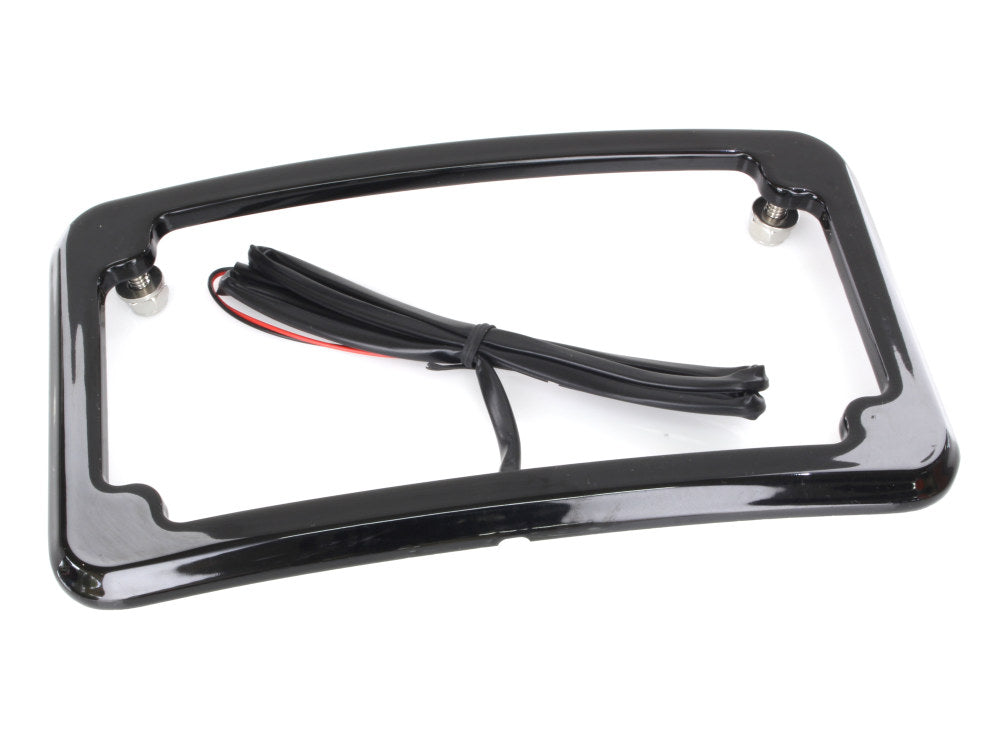 Curved Number Plate Frame with Number Plate Light Only – Black.