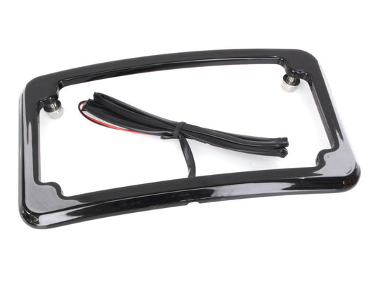 Curved Number Plate Frame with Number Plate Light Only – Black.