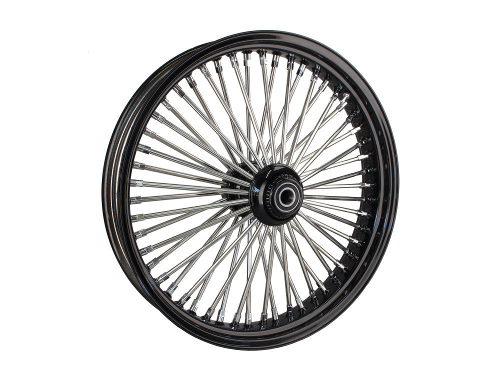 21in. x 3.5in. Mammoth Fat Spoke Front Wheel – Gloss Black & Chrome. Fits Softail Heritage 2011up, Deluxe 2011-2020, Slim 2012-2021 & Fatboy 2011-2017