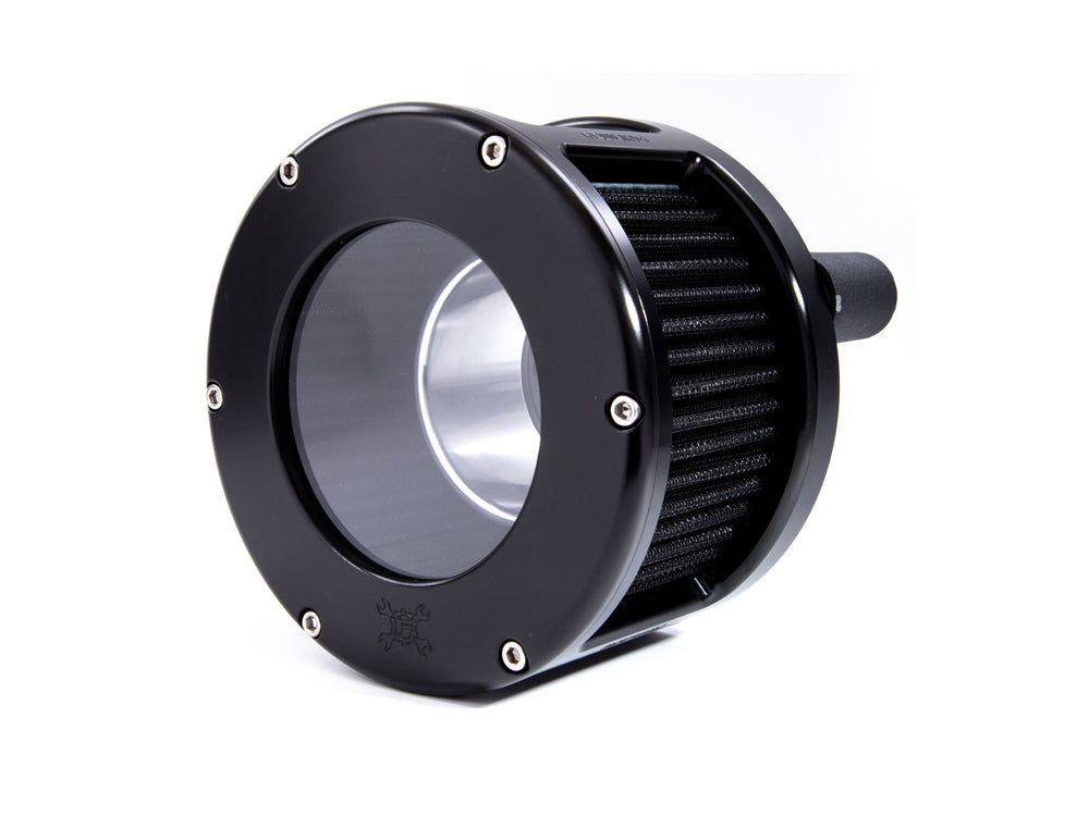 BA Race Series Air Cleaner Kit – Black with Clear Cover. Fits Softail 2018-2024 with Mid Mount Controls
